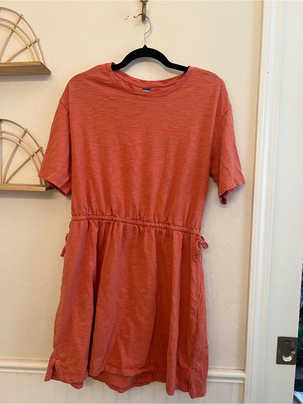 Old Navy Women’s Large Rust Orange Cotton Drawstring Waist T-Shirt Dress